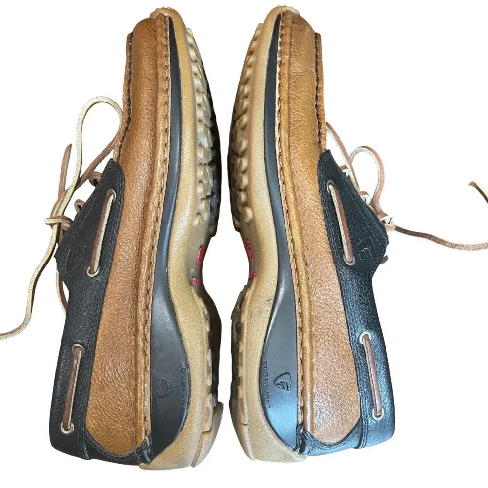 Red Wing Leather Boat Shoes‎ Men's Size 8.5D Tan and Blue Lace Loafers Casual